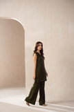 Forest Olive Georgette Co-Ord Set